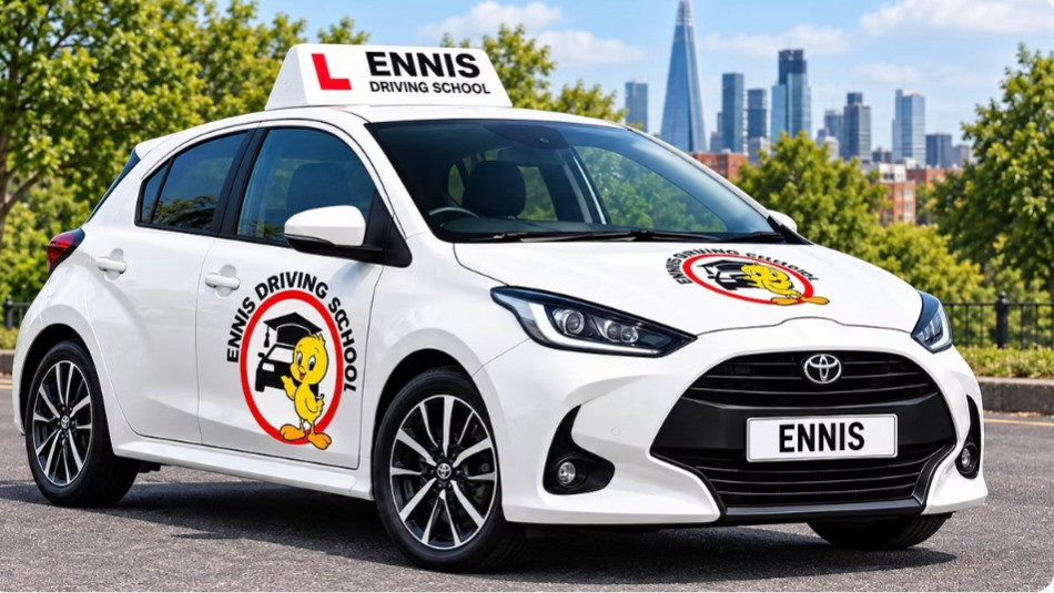 Ennis Driving School branded car