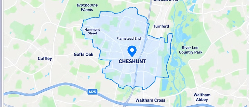 Illustration of the Cheshunt area served by Ennis Driving School