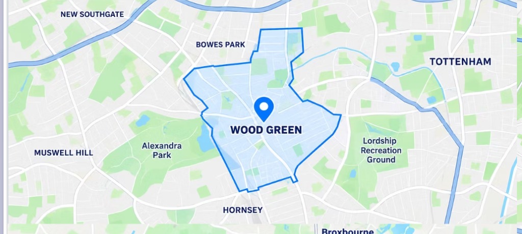 Illustration of the Wood Green area served by Ennis Driving School