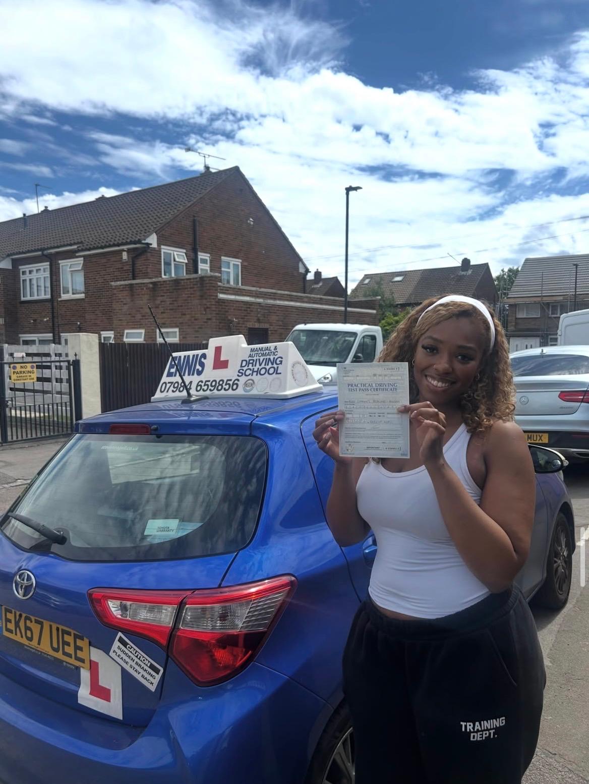 Ennis Driving School pupil celebrating a driving test pass, photo 15