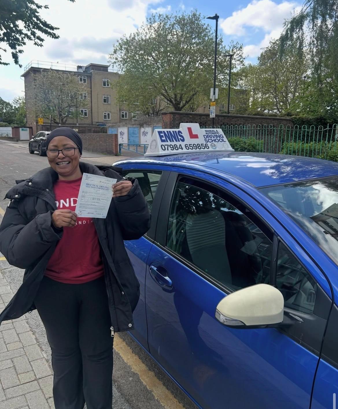 Ennis Driving School pupil celebrating a driving test pass, photo 17