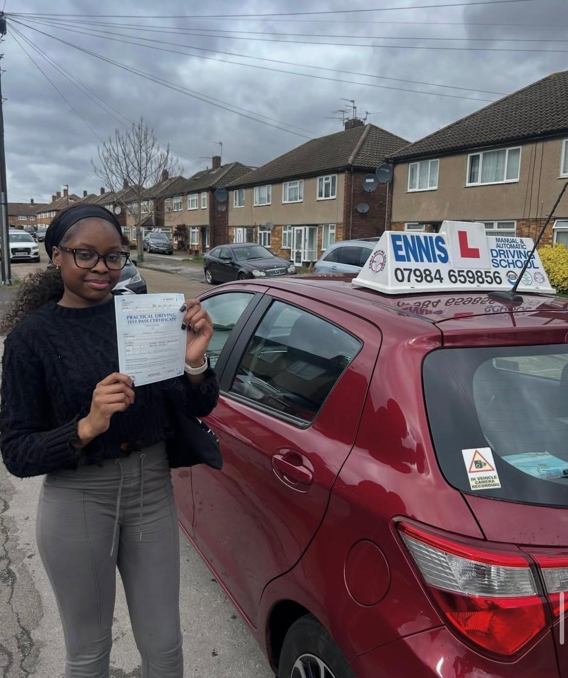 Ennis Driving School pupil celebrating a driving test pass, photo 21